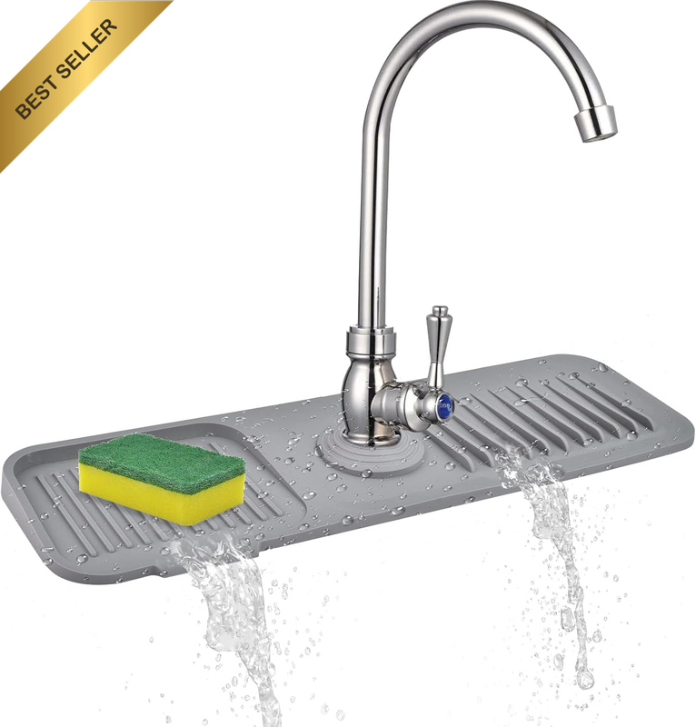 Silicone Kitchen Sink Splash Guard Faucet Drip Catcher Tray 17.7x5.5 Inches
