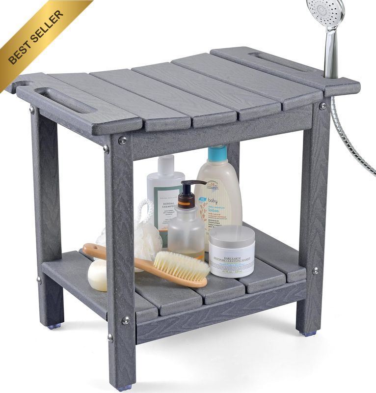 Shower Stool, 18.5 Inch HDPE Waterproof Shower Chair, Bathroom Shower Seat with