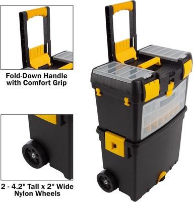 Stackable Rolling Tool Box Toolbox Organizer Storage Box Workshop with Wheels