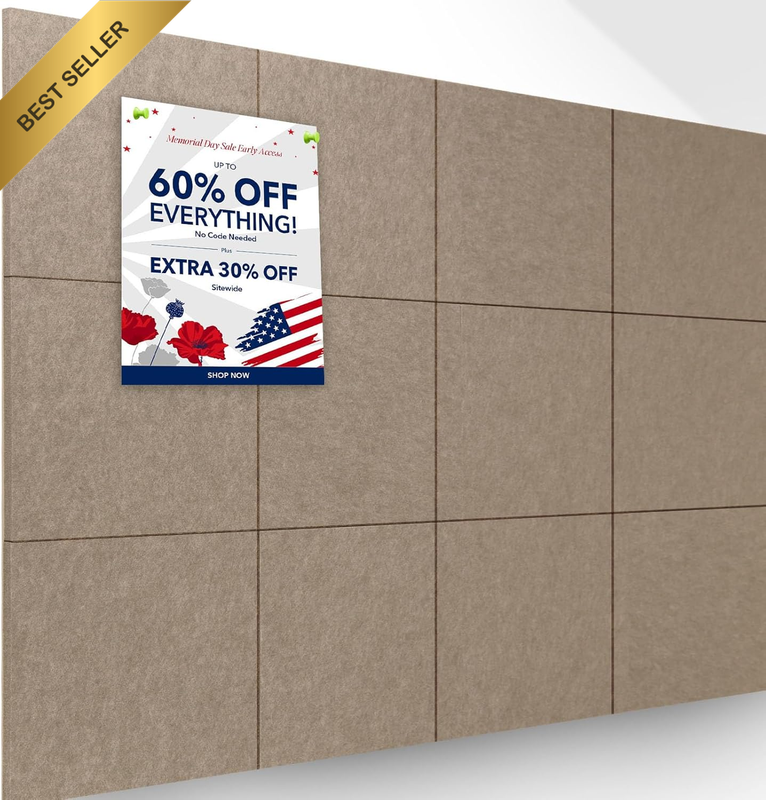 Bulletin Board 12 Pack Felt Wall Tiles with Safe Removable Adhesive Tabs Cork Al