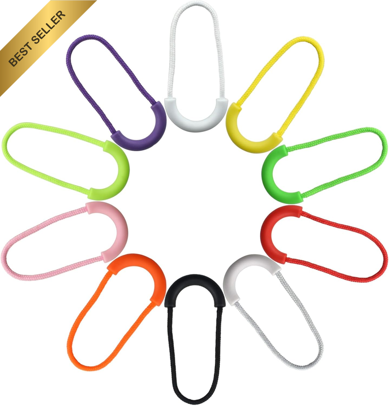 100Pcs 10Colors Nylon Cord Zipper Pulls U-Shape Fixer Cord Zipper Tab Replacemen