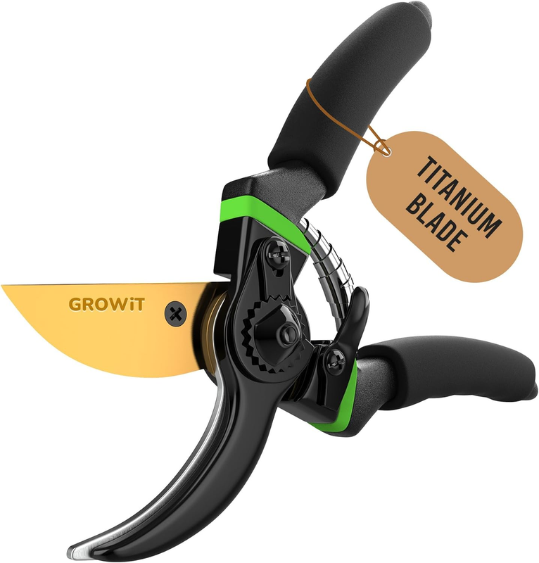 Growit 8.5" Professional Titanium Bypass Pruning Shears (T13)- Super Sharp Premi