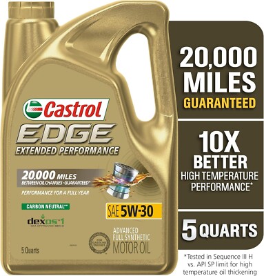 Castrol 1597B1 EDGE Extended Performance 5W-30 Advanced Full Synthetic Motor Oil