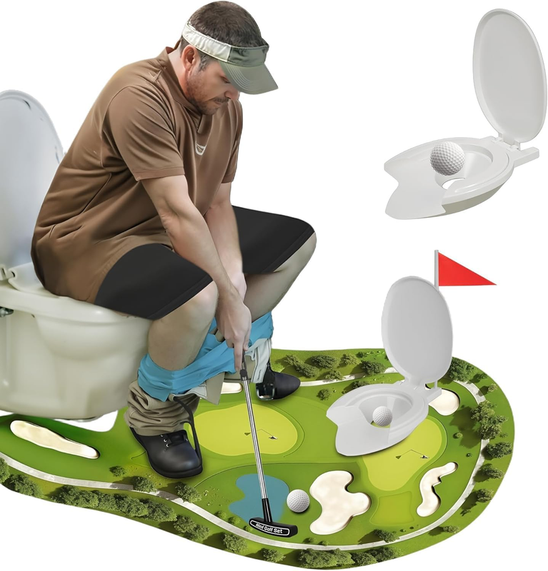 Toilet Golf Game - Funny Toilet Set Gag Gift for Men, Cool White Elephant Gift I