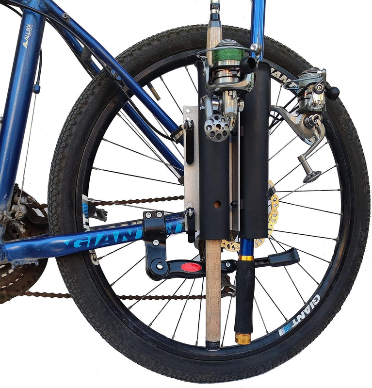 Bike Fishing Rod Holder，Bike Fishing Rod Rack and Carrier,Easy Mounts Two Rod to