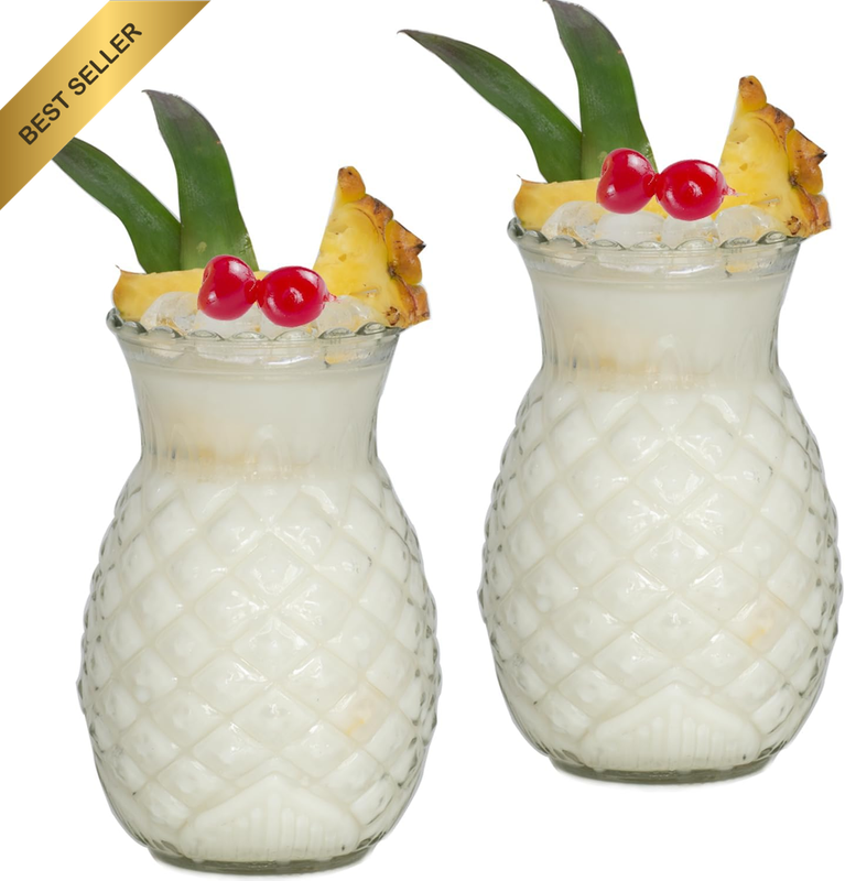 Set of 2 Pineapple Cocktail Glasses, 20 Ounce/570Ml Fun Cocktail Jars Tiki Cups