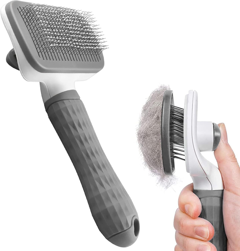 Cat Dog Brush Grooming Comb, Self Cleaning Pet Slicker Brushes with Smooth Handl