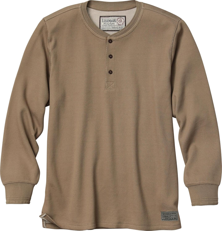 Legendary Whitetails Men's Henley Shirt Long Sleeve Heavyweight Double Thermal L