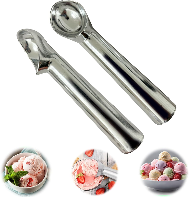 2Pack Silver anti Freeze Nonstick Ice Cream Scoop ，Professional Aluminum Kitchen