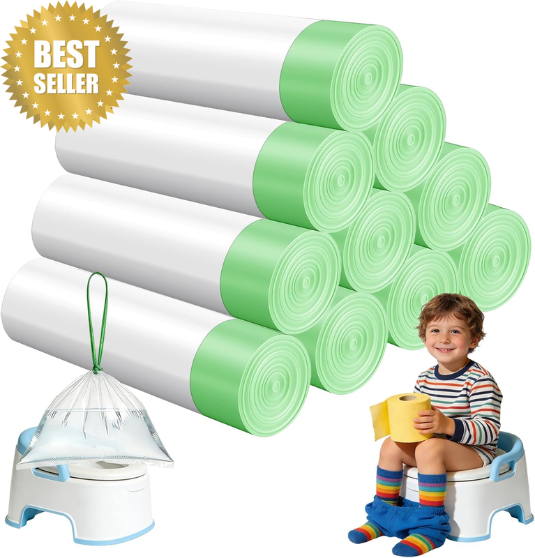Portable Potty Chair Liners with Drawstring,Disposable Training Toilet Seat Pott