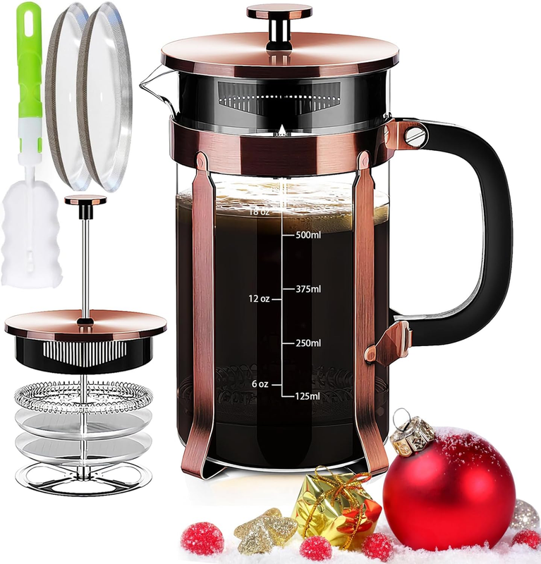 French Press Coffee Maker 304 Stainless Steel Coffee Press,With 4 Filters System