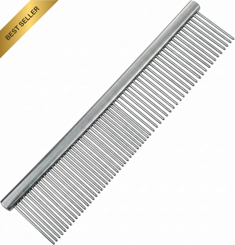 Pet Grooming Comb Professional Stainless Steel Dog Cat Comb with Rounded Smooth