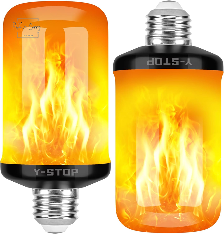 Upgraded LED Flame Light Bulbs, 4 Modes Flickering Light Bulb with Upside down E