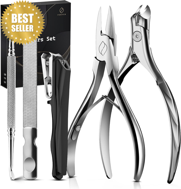 5PCS Toenail Clippers Long Handle Clipper for Thick Nails, Straight Blade Clippe