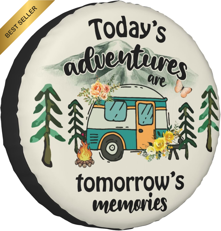 Spare Tire Cover for RV Camper Adventure, Weatherproof Universal Wheel Cover for