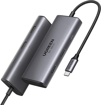 UGREEN Revodok 6 in 1 USB C Hub Dual HDMI 4K@60Hz Single 8K@30Hz 100W PD 5Gbps