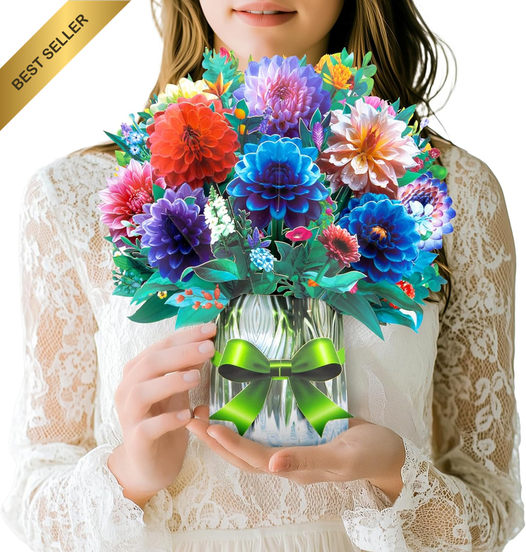 3D Dahlia Pop-Up Flower Card | Birthday, Anniversary, Mother’S Day Floral Bouque