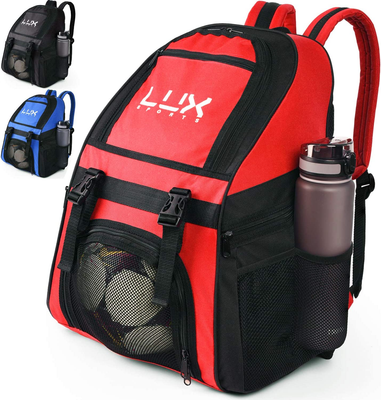 Youth soccer backpack with ball clearance holder