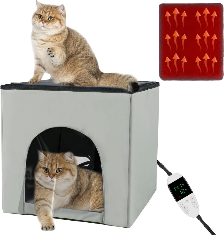 Heated Cat House, Heating Cat Houses for Indoor Outdoor Kitt
