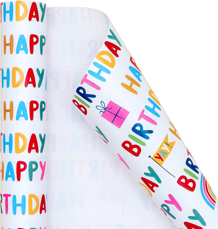 Roll 30"x33ft Happy Birthday Letters Gift Box Wrapping