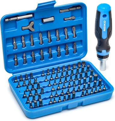 NEIKO 10082A Security Bit Set and Ratcheting Screwdriver | 101 Piece Set | Chrom