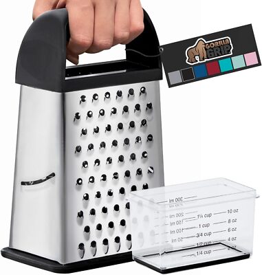 Gorilla Grip Professional 100% BPA Free 4-Sided Cheese 9.2'' x 5'', Black 