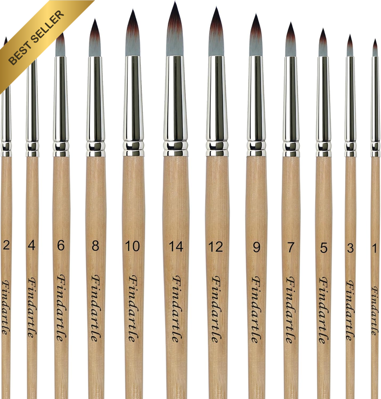 Round Watercolour Paint Brushes,12 Pcs round Pointed Tip Brushes for Watercolour