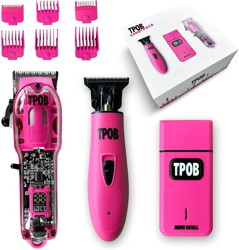 Candy Pink Barber Clipper Trimmer Shaver Set Taper Blade Fade Hair Kit