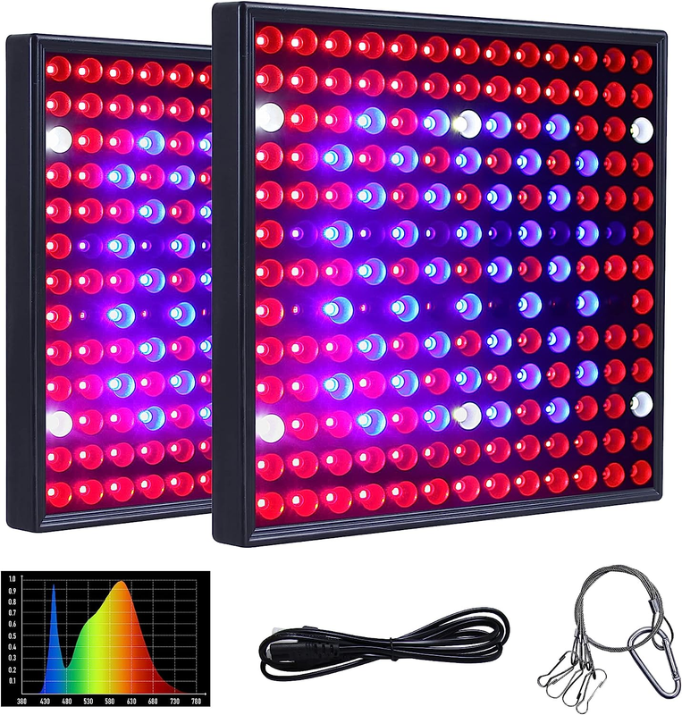 Chinbayx 2-Pack C200 LED Grow Light for Indoor Plants Full Spectrum with Red Blu
