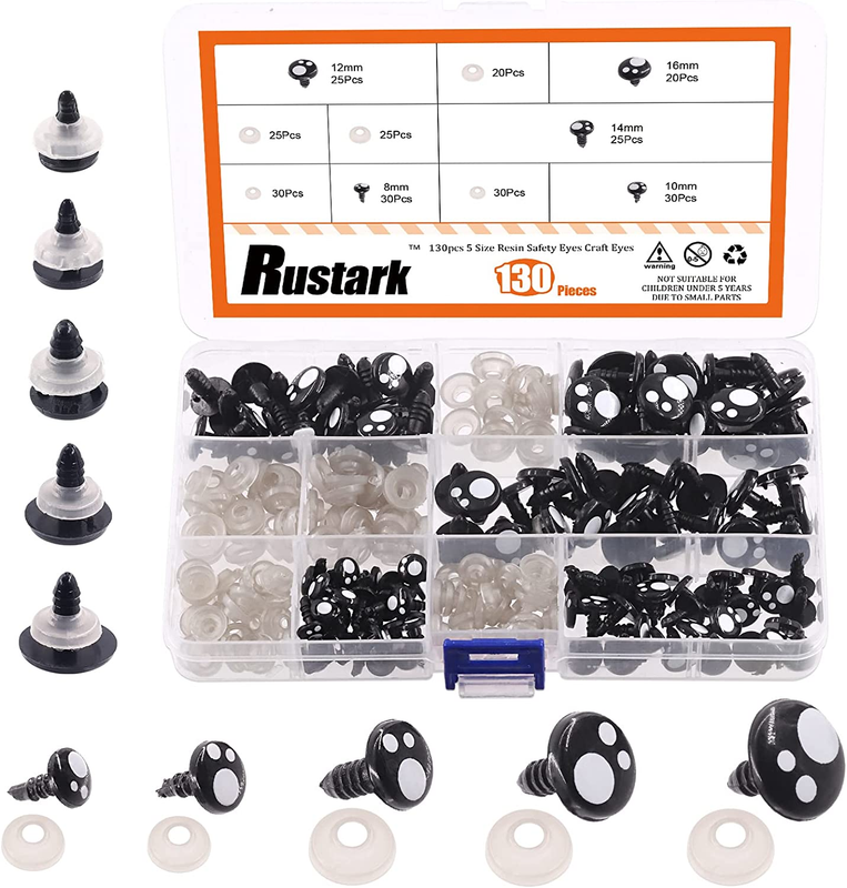 130 Sets Kawaii Safety Eyes Black Plastic Stuffed Crochet Eyes Craft Doll Eyes K