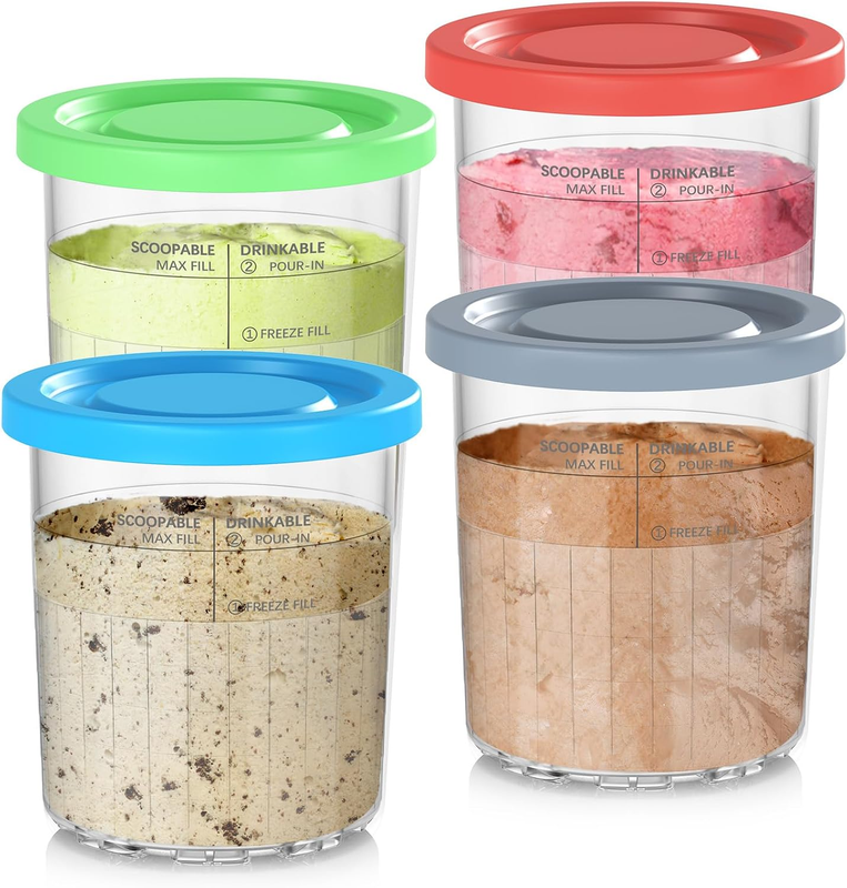 24OZ Containers Replacement for Ninja Creami Deluxe Pints 4 Pack, Compatible wit