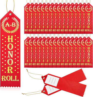 50 Pcs Honor Roll Award Ribbons Honorable Mention Ribbon with Card String Medal 