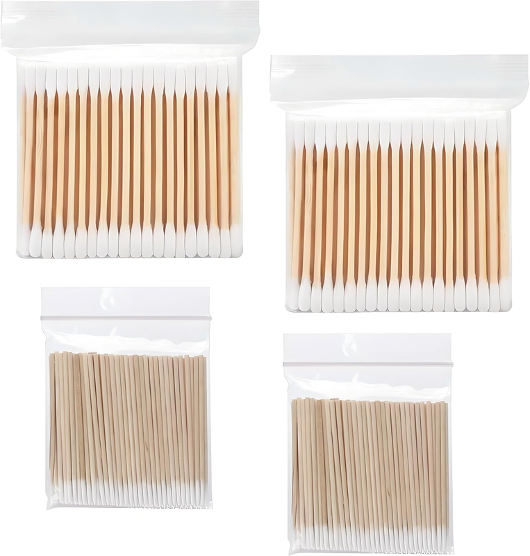 Multi-Purpose Cotton Swabs with Wooden Sticks - Single and Double Head Cotton Bu
