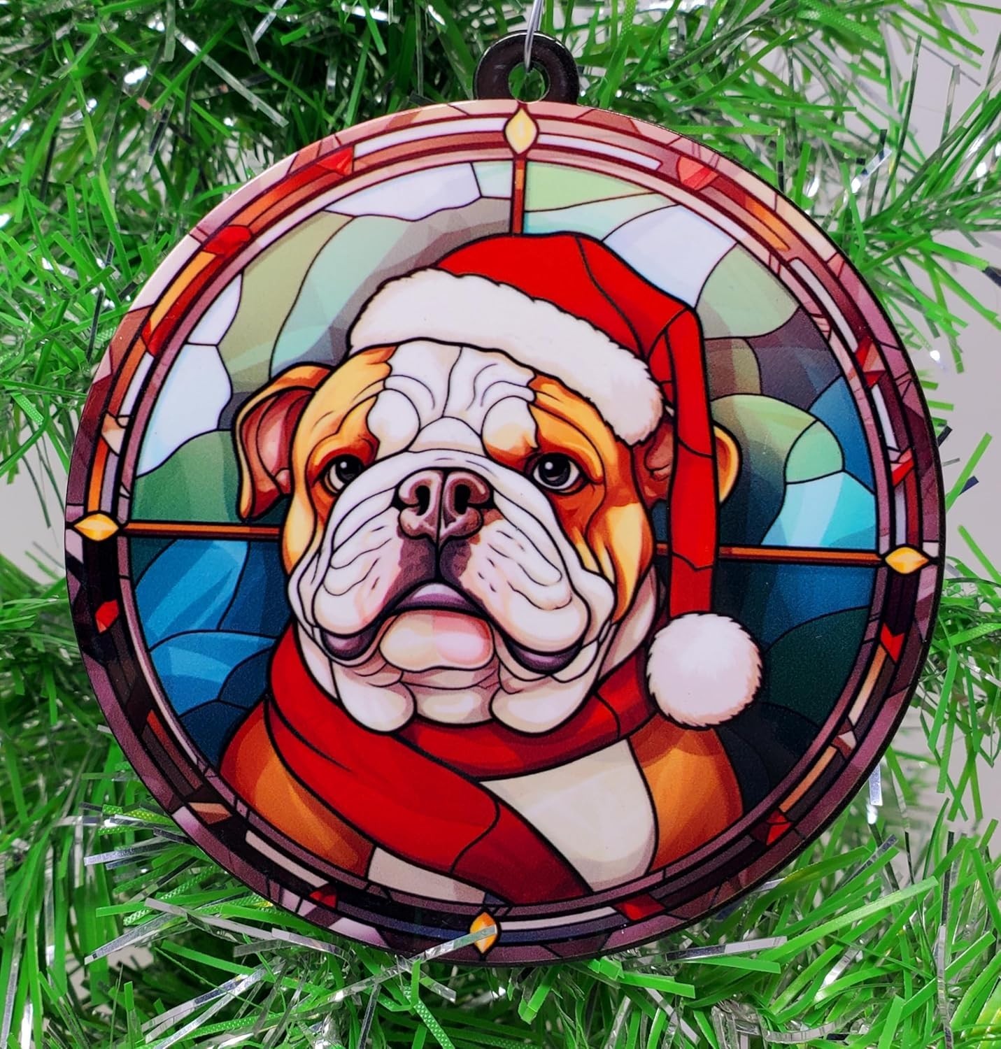 Christmas Themed Bull Dog Christmas Ornament