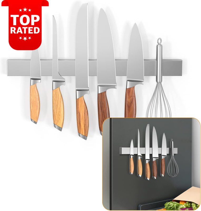 40CM Magnetic Knife Holder Stainless Steel Wall Mount Double Sided Strong Magnet