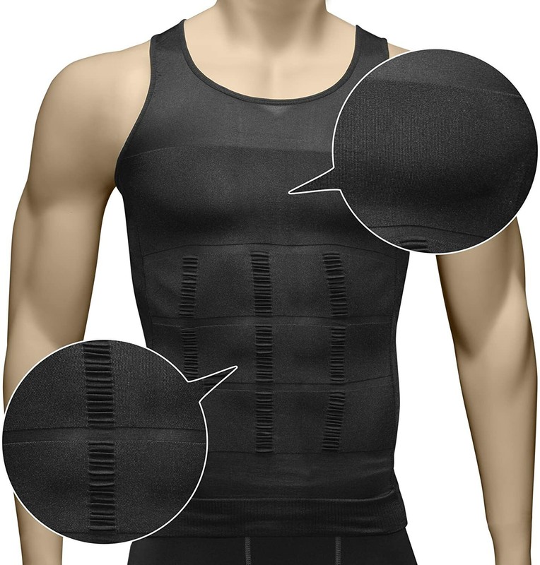 Mens 3 Pack Body Shaper Slimming Tummy Vest Compression Shirt Tank Top Shapewear