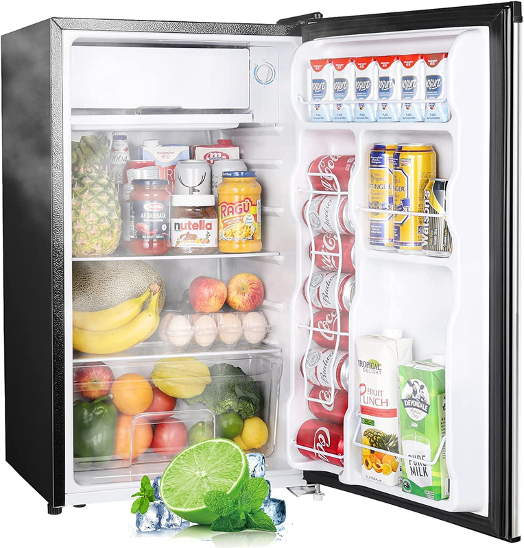 3.2 Cu.Ft Mini Fridge with Freezer, Single Door Mini Fridge, Adjustable Thermost