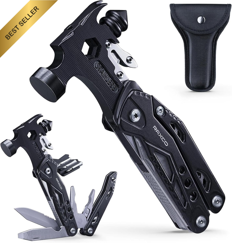 15-In-1 Multitool-Claw Hammer, Pliers,Belt Cutter & Safety Glasses Breaker