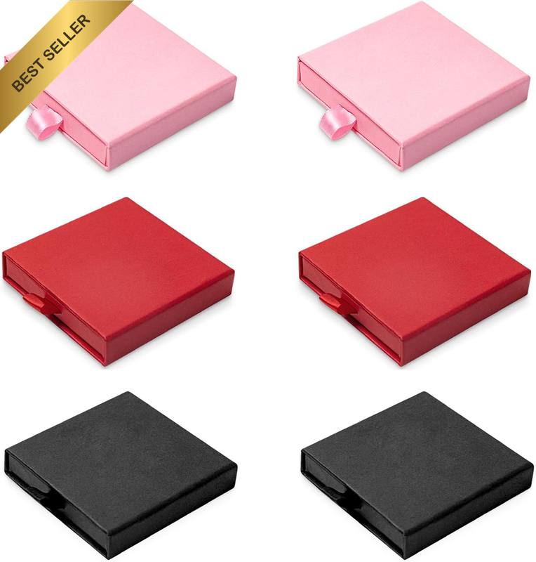 6 PCS Jewelry Gift Box, Small Cardboard Jewelry Boxes with Drawer Gift Case Blac