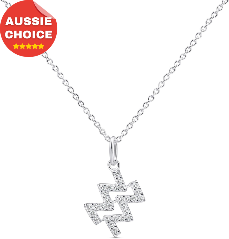 Women 925 Sterling Silver Zodiac Necklace Cubic Zirconia Astrology Jewelry
