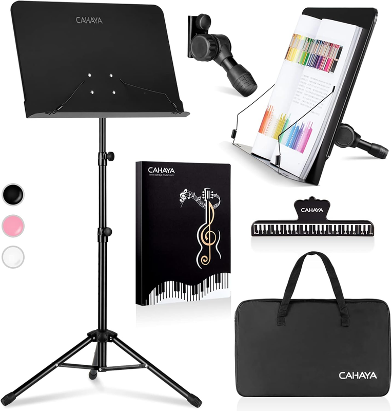 5 in 1 Dual-use Sheet Music Stand & Desktop Book Stand Metal Portable Solid Back
