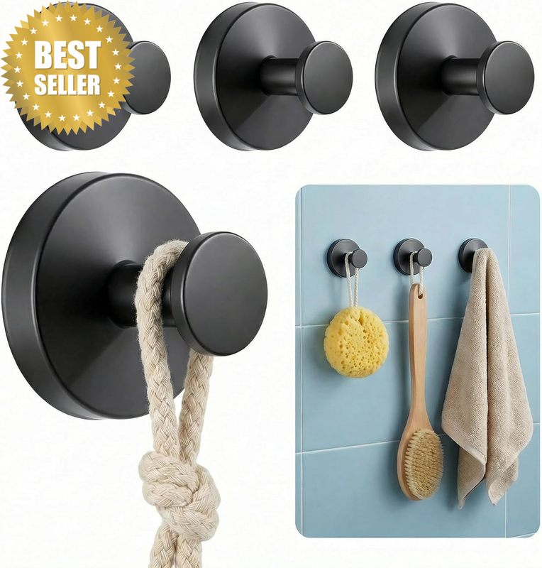 Suction Cup Hooks, Suction Cup Hooks for Shower, No-Drill Bathroom Hooks for Tow