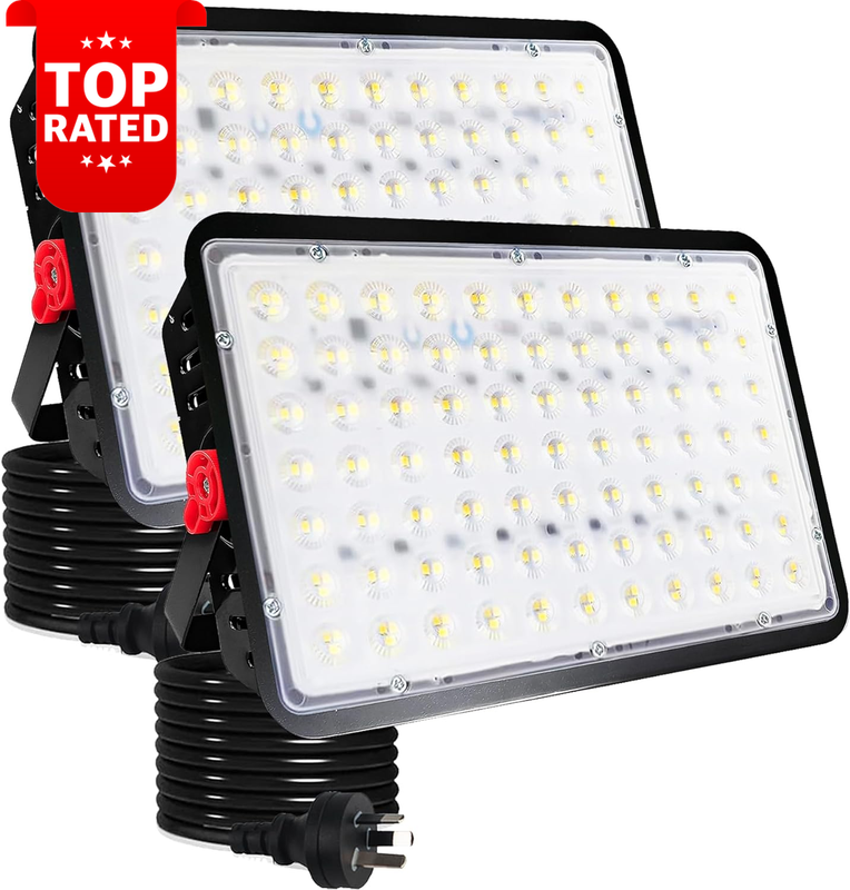 200W LED Flood Light 2 Pack 20000LM Waterproof Outdoor Security Garden Lights