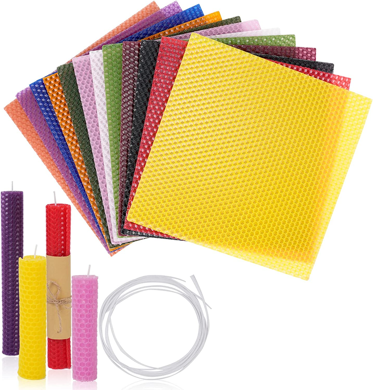 Beeswax Candle Making Kit for Kids,12 Pack 8&times;8 Inch Beeswax