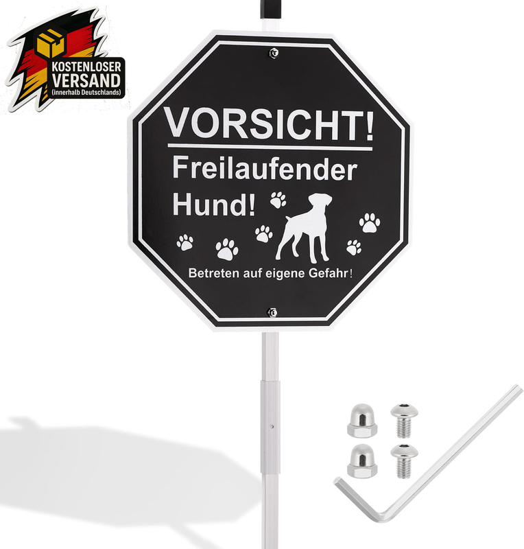 Hund Warnschild Aluminium 25x25cm reflektierend wetterfest Garten Zaun Warnsignal
