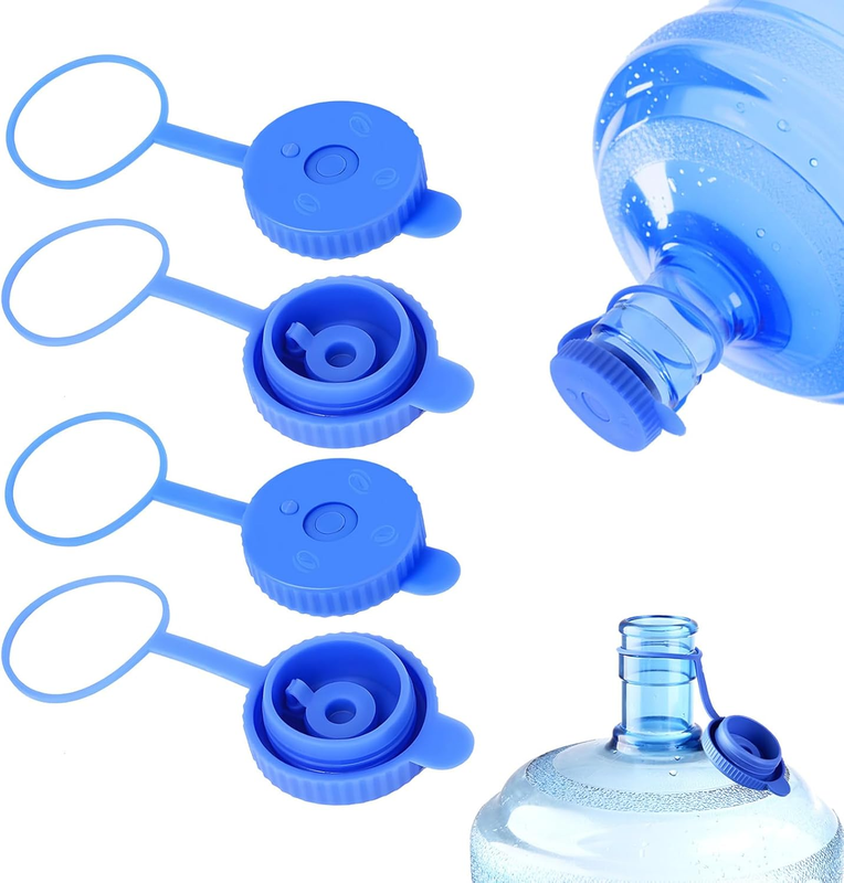 Simpldell 4 Pack Reusable Water Jug Caps for 3 & 5 Gallon Bottles, 55mm Food USA