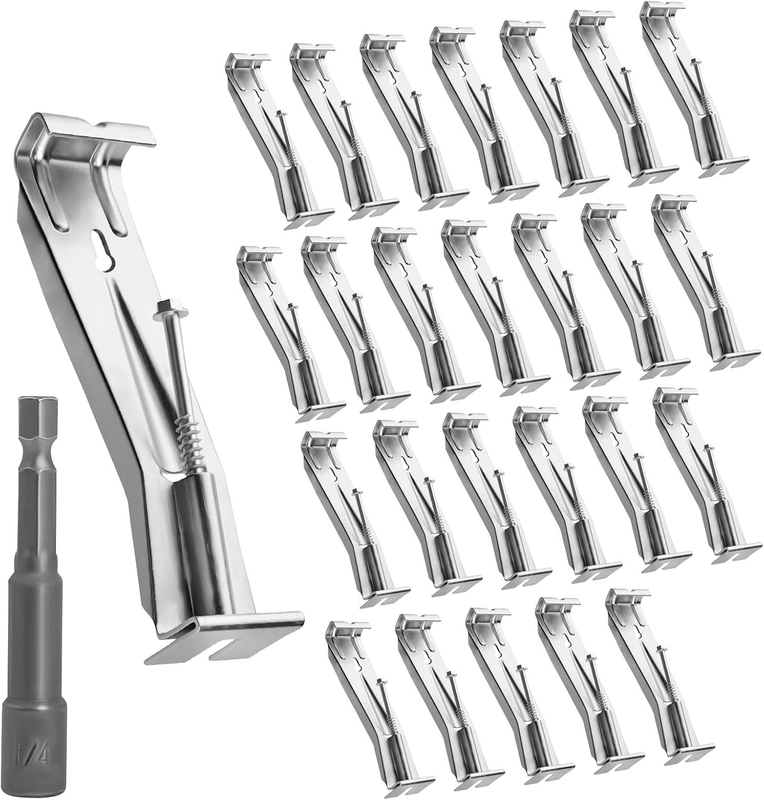 25 Pack Gutter Hangers, 5 Inch Gutter Guard with Speed Screw and Clip, Hidden Ra