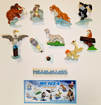 ICE AGE 4 COMPLETE SET 9 FIGURES WITH PAPERS KINDER JOY SURPRISE EGG TOYS 2012