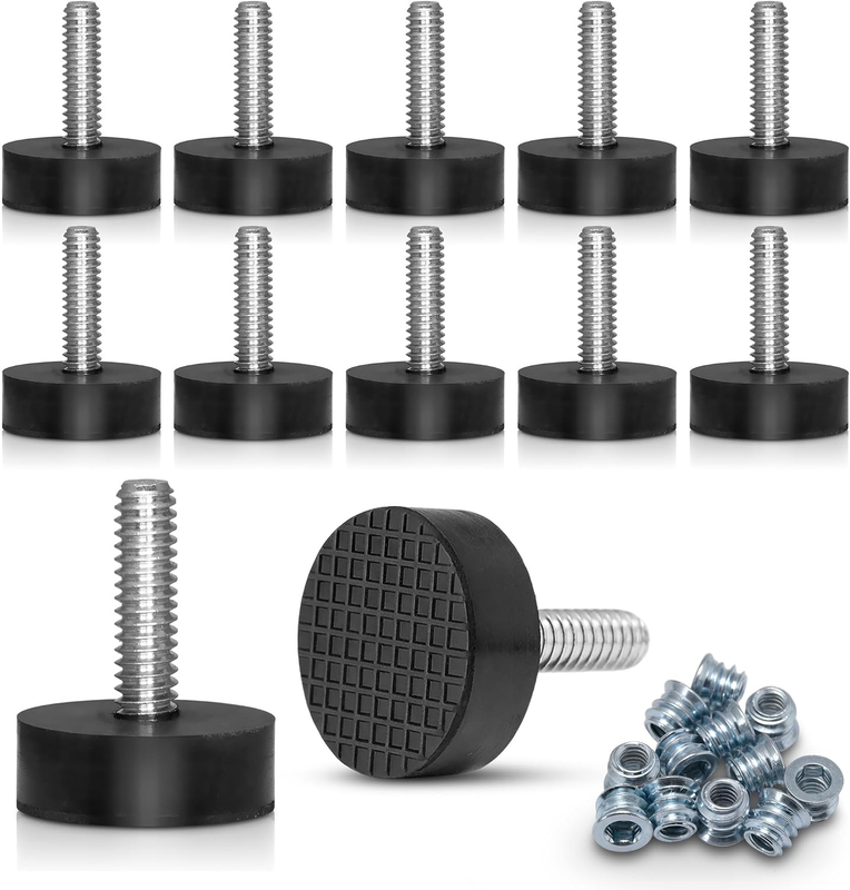 Leveling Feet 1/4"-20 for Table Chair Furniture Adjustable Height Rubber Feet