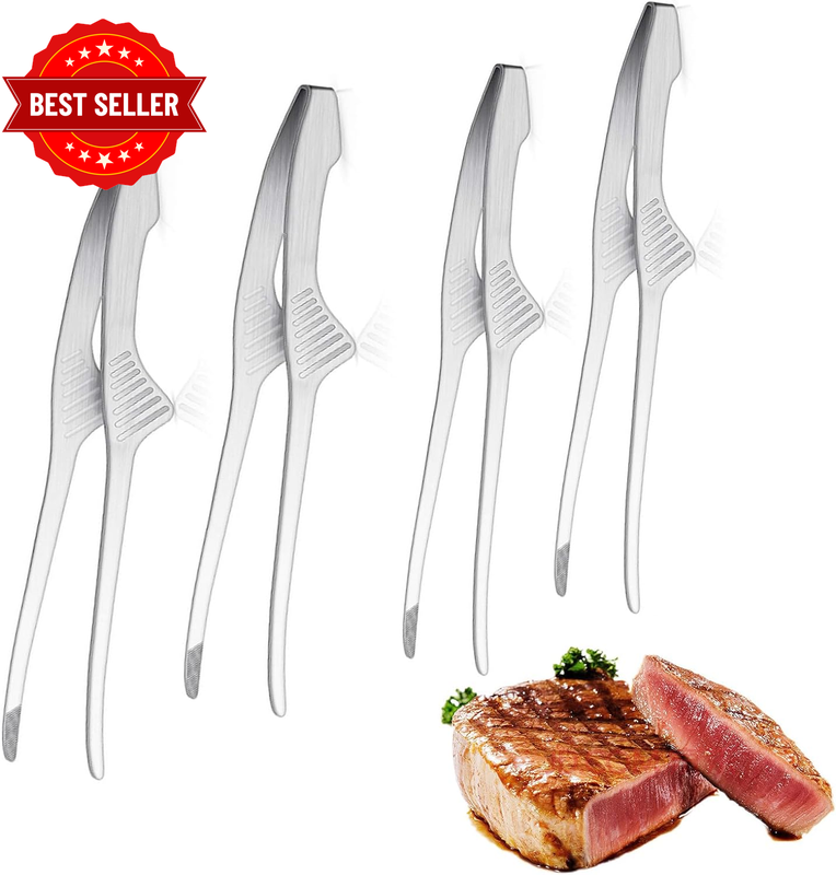 Stainless Steel Grill Tongs 4Pcs Korean Japanese BBQ Tongs Kitchen Tongs Premium